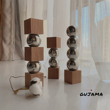 Load image into Gallery viewer, Custom GUJAMA original Nordic geometric solid wood stainless steel flower arrangementware swing home tabletop decorative vase ins