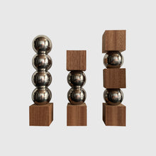 Load image into Gallery viewer, Custom GUJAMA original Nordic geometric solid wood stainless steel flower arrangementware swing home tabletop decorative vase ins